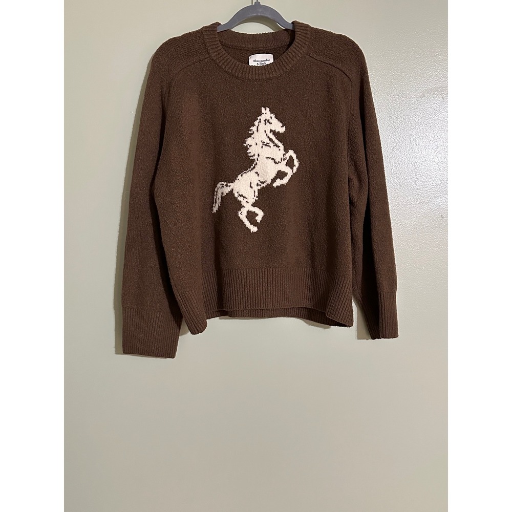 A&F Madeline Western Crew Sweater Women's Size Large Horse Graphic